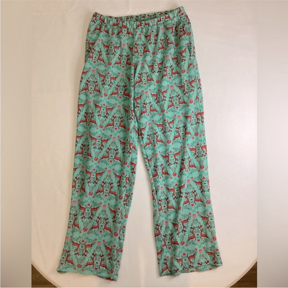 The Pioneer Woman Women's Size XL Dancing Deer Mint Raglan Pajama Pants